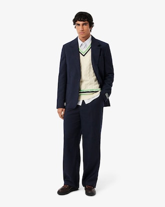 Pullover aus Wolle mit V-Ausschnitt und Zopfmuster