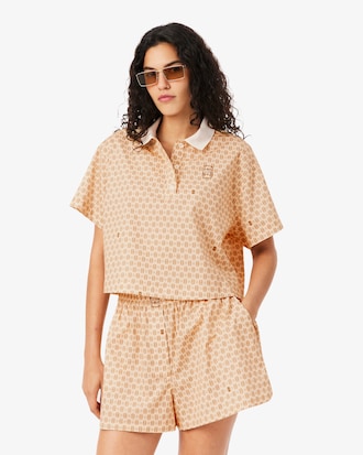 Oversized-Polohemd mit Tennis-Print