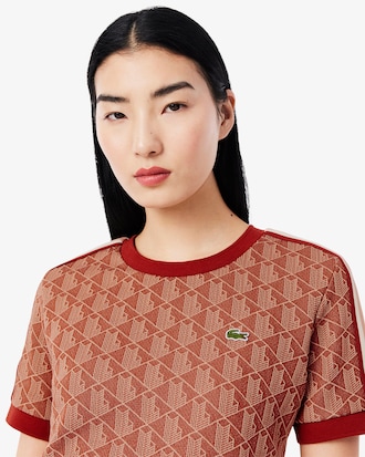 Slim Fit Jacquard-T-Shirt mit Monogramm