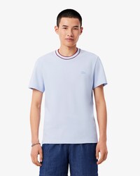 T-Shirt aus Stretch-Piqu&eacute; mit gestreiftem Kragen