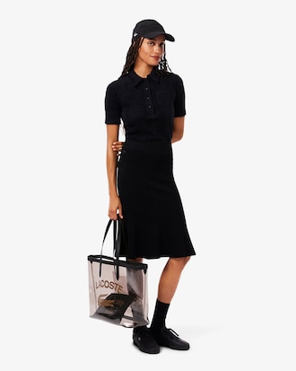 Große transparente Tote Bag Anna mit genarbtem Effekt