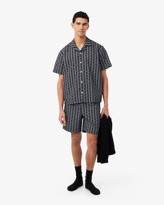 Pyjamahemd aus Popeline mit Monogramm-Print