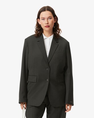Karierter Blazer aus Wollmischgewebe
