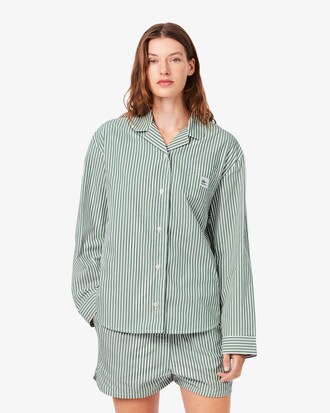 &Uuml;bergro&szlig;es, gestreiftes Pyjama-Set aus Popeline