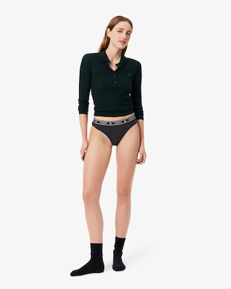 Tangas aus Stretch-Baumwolle mit Logo-Bund