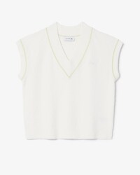 &Auml;rmelloser Pullover aus Baumwollmischgewebe mit V-Ausschnitt