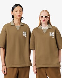 Übergroßes Polohemd Runway aus Satin mit Badge-Akzent