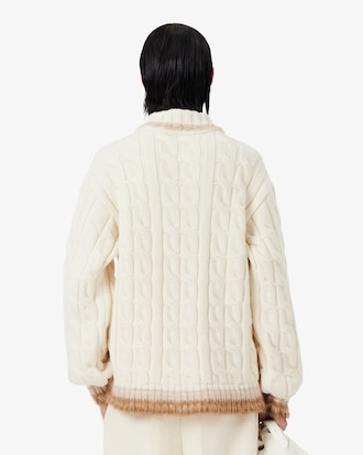 Strickpullover Runway aus Wolle mit Zopfmuster und Polokragen