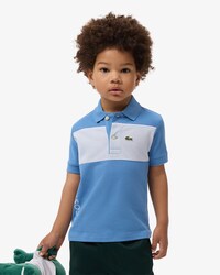 Polohemd aus Petit Piqu&eacute; mit Colorblock-Design