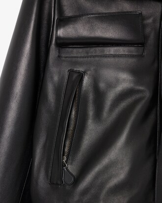 Lederjacke Runway mit hohem Rippstrickkragen