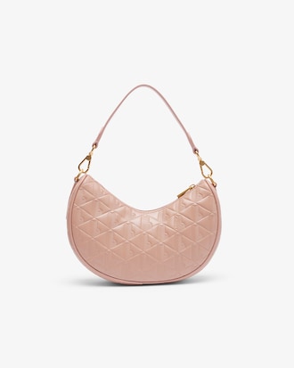 Halbmondf&ouml;rmige Tasche Maheki aus gepr&auml;gtem Leder