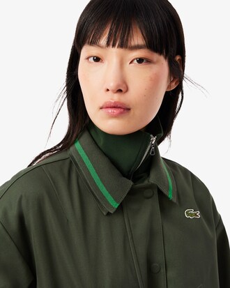 Oversized-Jacke aus Twill mit Logo-Polokragen