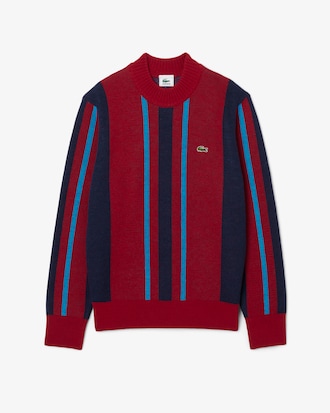 Archiv-Pullover mit hohem Kragen und Streifen