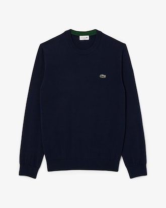 Einfarbiger Pullover aus Baumwolle mit Rundhalsausschnitt