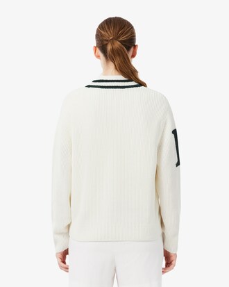 Golf-Cardigan aus Wollgemisch mit Badge-Akzent