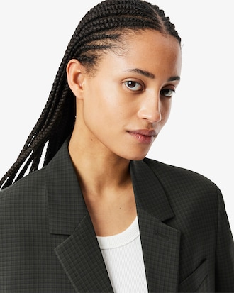 Karierter Blazer aus Wollmischgewebe