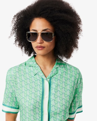 Oversized-Hemd mit Monogramm-Druck