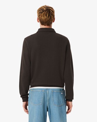 Rippstrick-Sweatshirt aus Baumwolle mit Polokragen