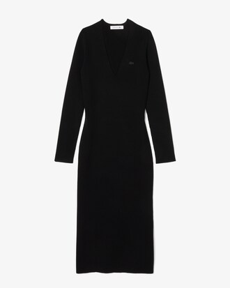 Langes, nahtloses Rippstrickkleid