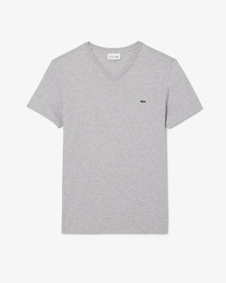 T-Shirt aus leichter Pima-Baumwolle mit V-Ausschnitt