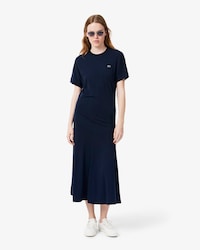 Langes, flie&szlig;endes T-Shirt-Kleid aus Piqu&eacute;