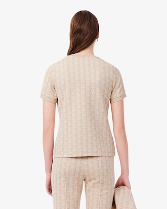 Slim Fit Jacquard-T-Shirt mit Monogramm