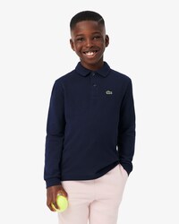 Polohemd aus Petit Piqu&eacute; mit langen &Auml;rmeln