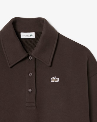 Übergroßes Sweatshirt aus Fleece mit Polokragen