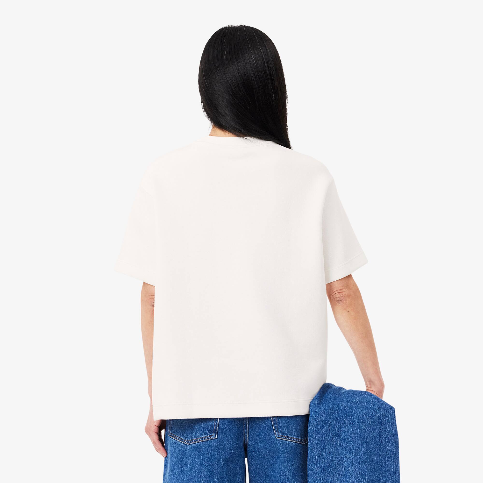 別注【LACOSTE】One-point logo pique crew neck T-shirt 25SS Oversized Double Face Piqué T-shirt - Women's T-Shirts - New