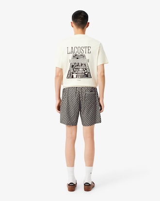 Relaxed Fit Printed Cotton Blend Shorts