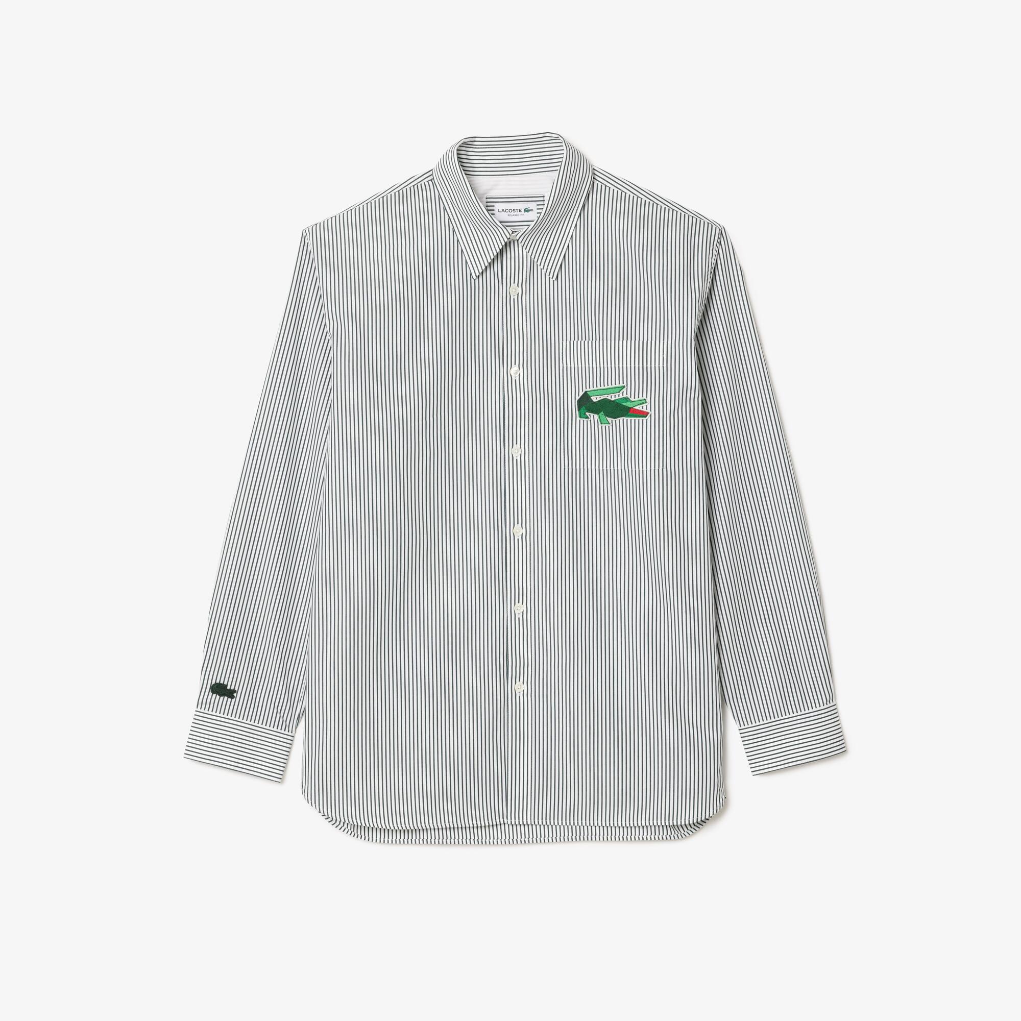 Lacoste フリツティテルスカト JF65870 AFK comme des garçons shirt x lacoste shirt woven (white / blue