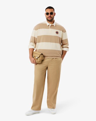 Relaxed Fit Striped Rugby Polo Shirt