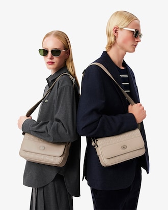 Monogram Leather Flap Close Satchel