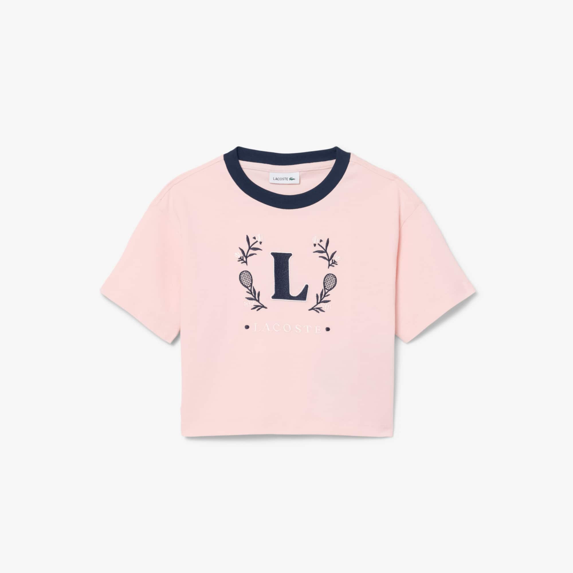 Contrast Badge Cotton T-shirt - Girl's Tops - New In 2026 | Lacoste