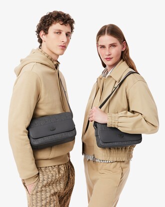 Monogram Leather Flap Close Satchel