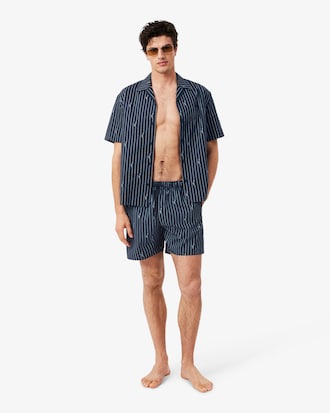 Mid Length Crocodile Print Swim Trunks