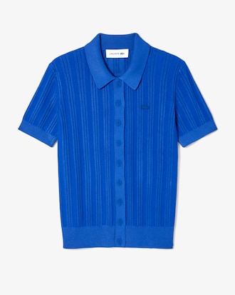 Ribbed Knit Polo Collar Sweater