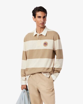 Relaxed Fit Striped Rugby Polo Shirt