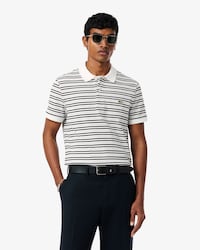 Regular Fit Striped Petit Piqu&eacute; Polo Shirt