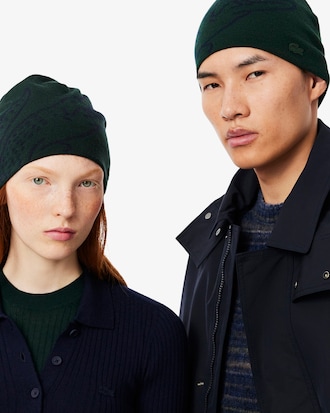 Wool Jacquard Crocodile Beanie