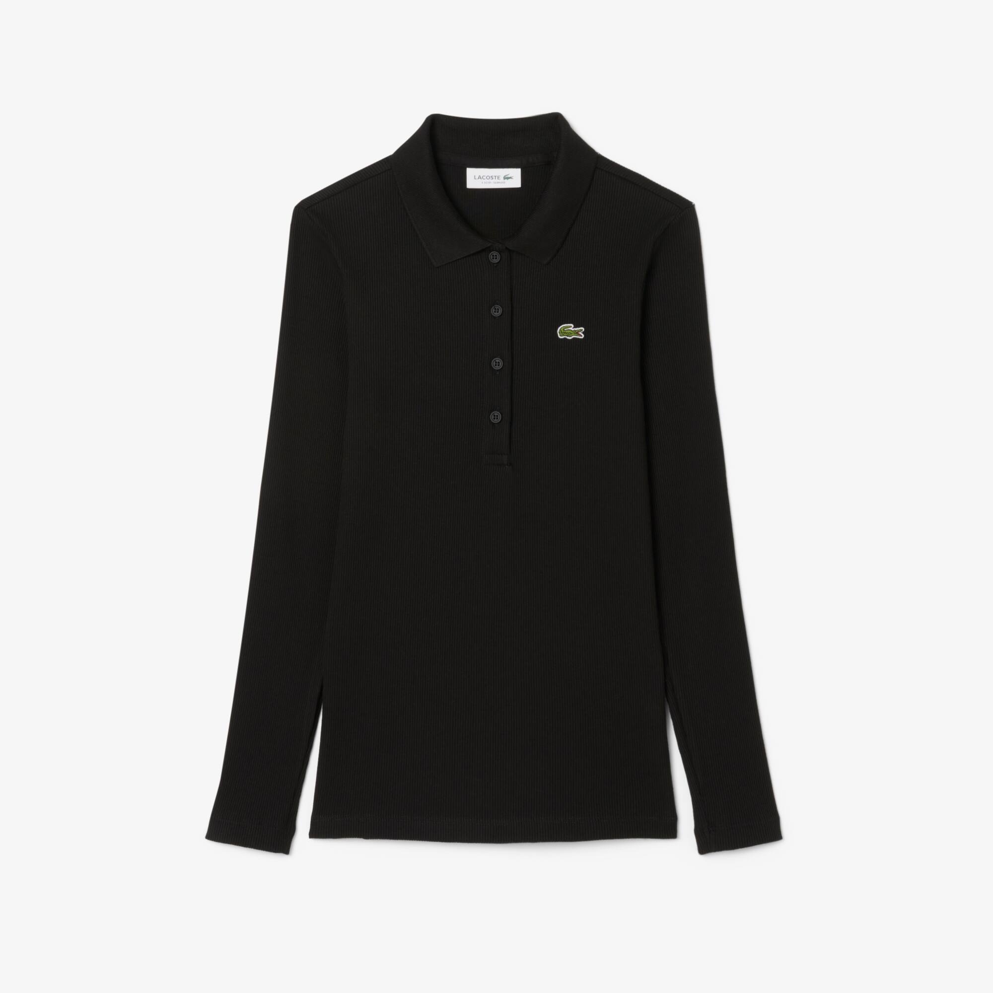 Slim Fit L.12.D Ribbed Cotton Polo Shirt - Women's Long Sleeves