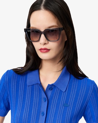 Ribbed Knit Polo Collar Sweater