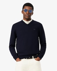 Merino Wool Monochrome V Neck Sweater