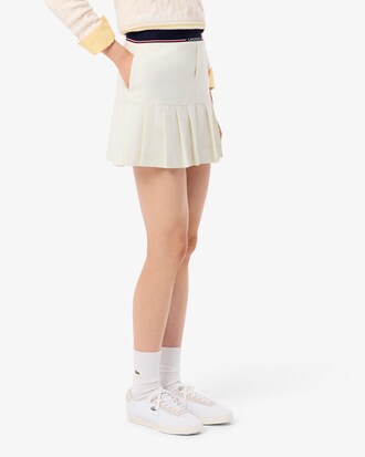 Short Pleated Wool Blend Skirt