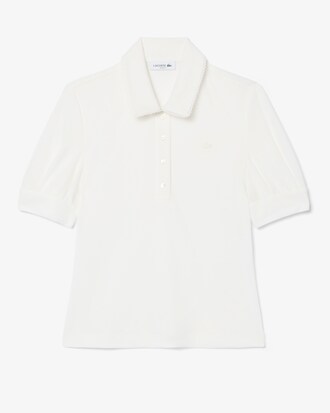 Slim Fit Puffed Sleeve Fluid Jersey Polo Shirt
