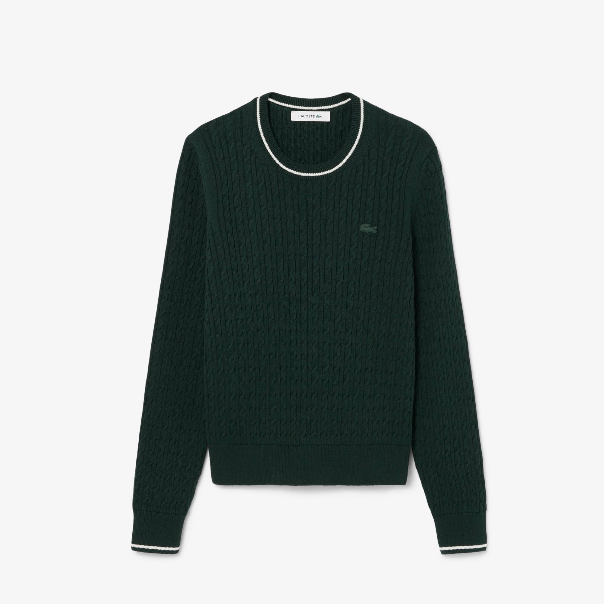 Stripe Accent Cable Knit Sweater - Women's Knitwear - New In 2026