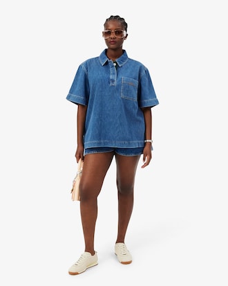 Oversized Lightweight Denim Polo Shirt