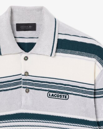 Runway Textured Striped Polo Collar Sweater