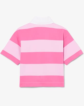 Oversized Striped Cotton Rugby Polo Shirt