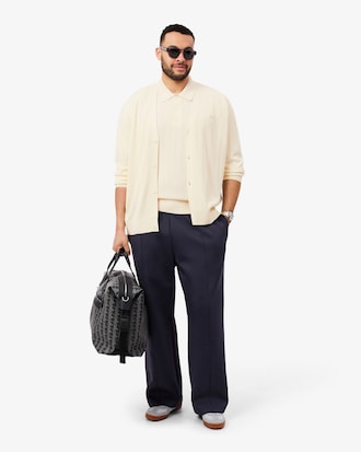 Rib Knit Cotton Blend Cardigan